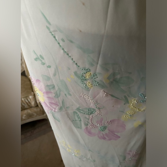 Richard Warren almost new spaghetti strap floral/beaded maxi dress size 10 - Picture 3 of 5